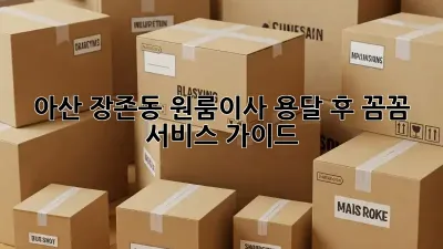 아산 장존동 원룸이사 용달 후 꼼꼼 서비스 가이드
